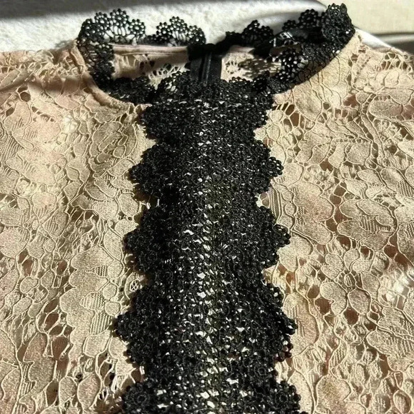🏷️ SALE Zara  Blush Pink Black Detail Lace Blouse Girlhoodcore - Picture 3 of 12